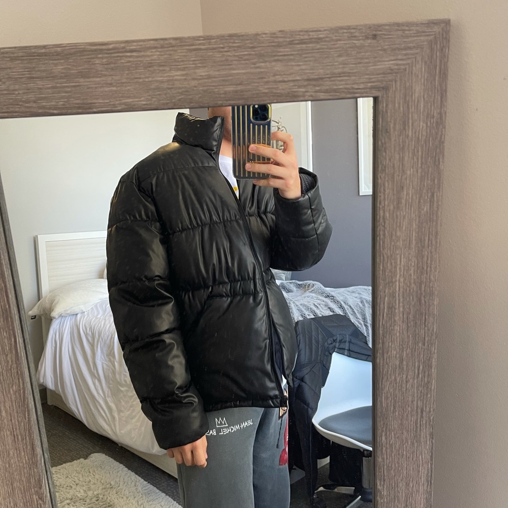 Zara Leather Puffer Jacket